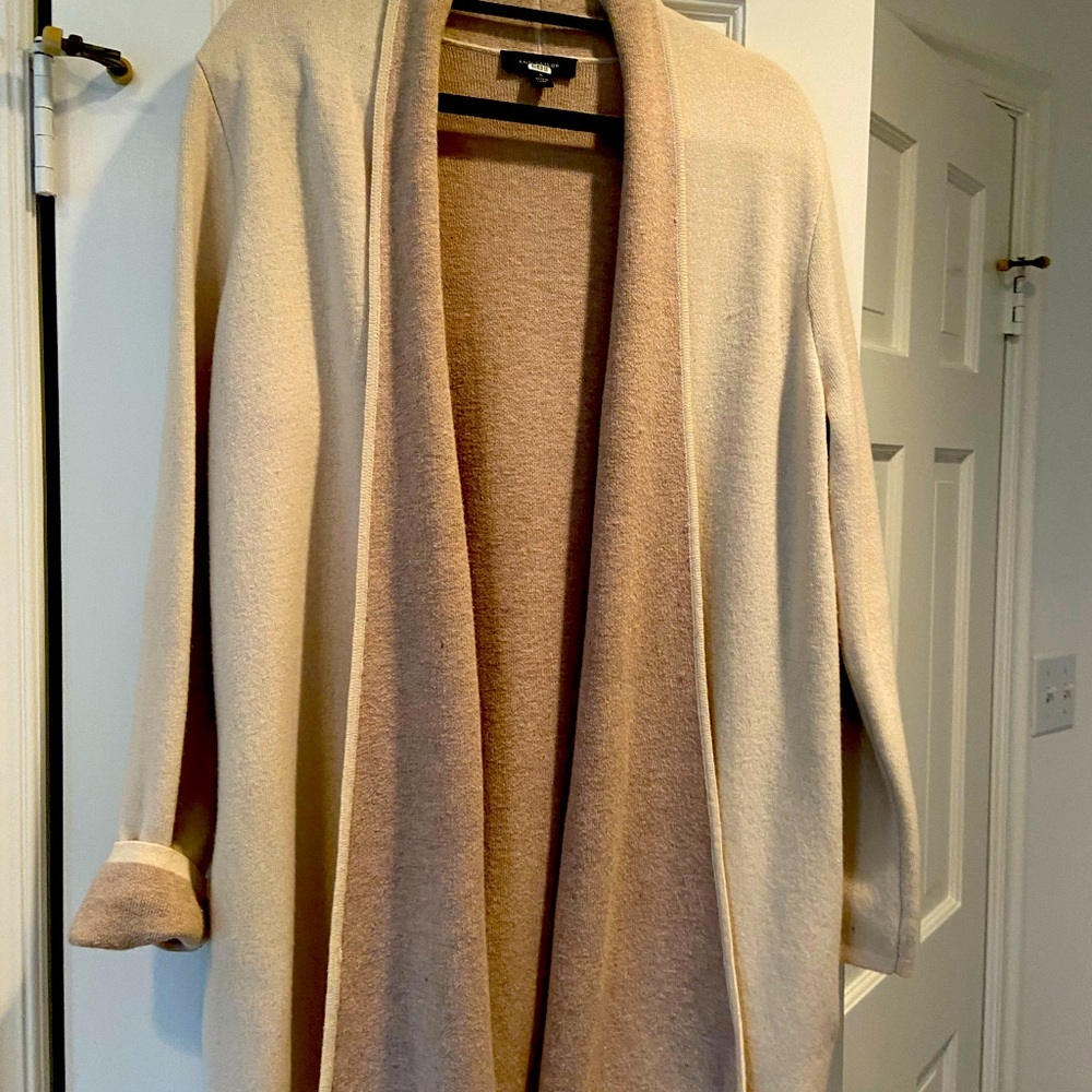 Winter ivory/cream and tan wool sweater jacket